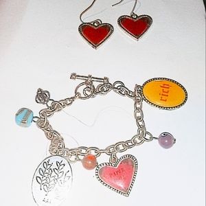 Ladies charm bracelet n earring set